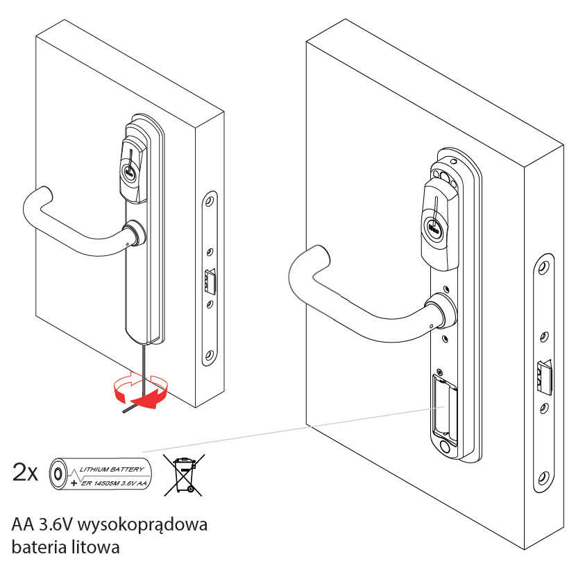 Wymiana baterii w klamce Aries Smart